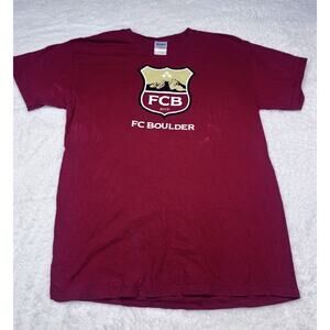 FC Boulder Soccer Graphic T-Shirt Gildan Heavy Cotton Maroon Medium